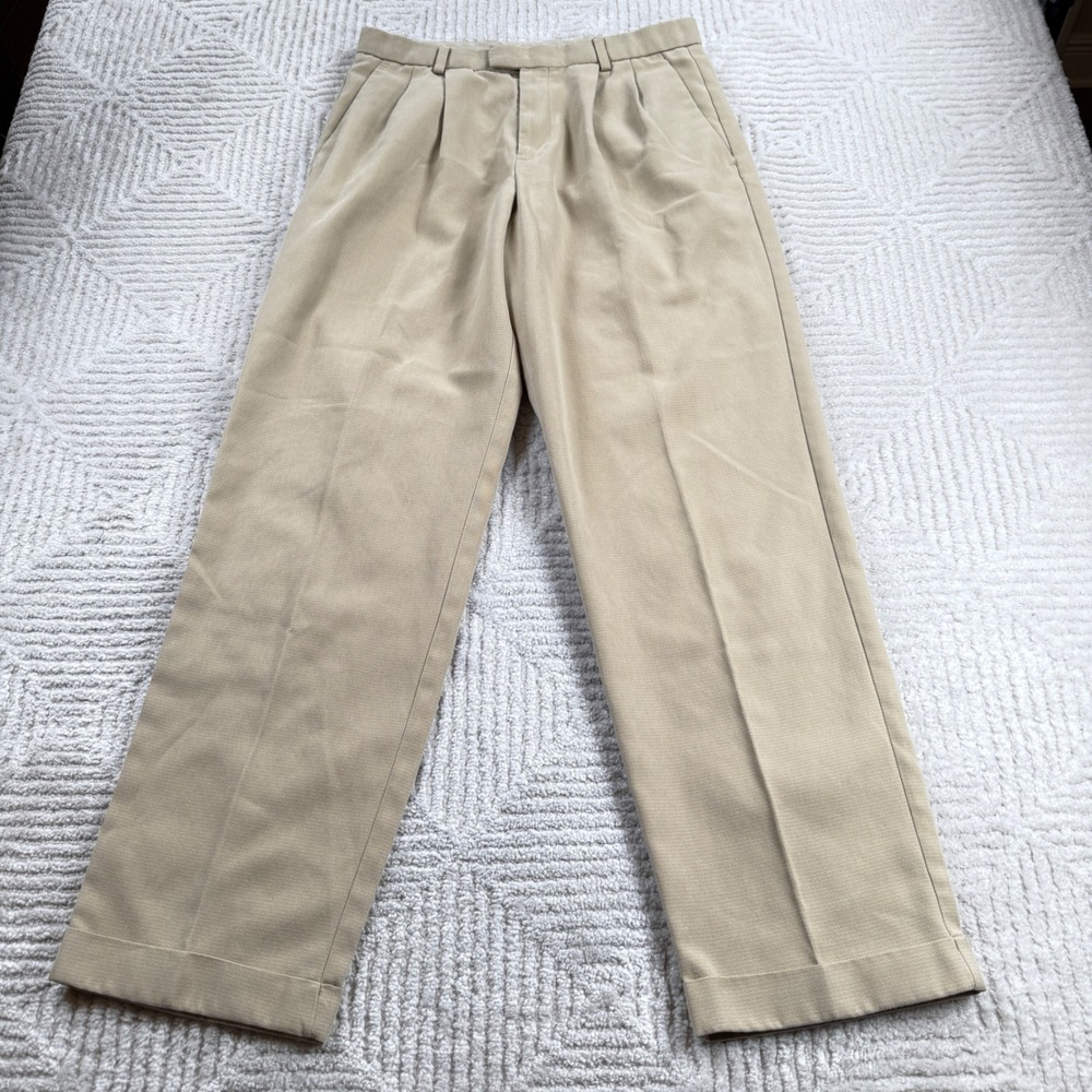 Dockers Recode Trousers Mens 32x32 Tan Textured Straight Pants Old Money VTG Y2K
